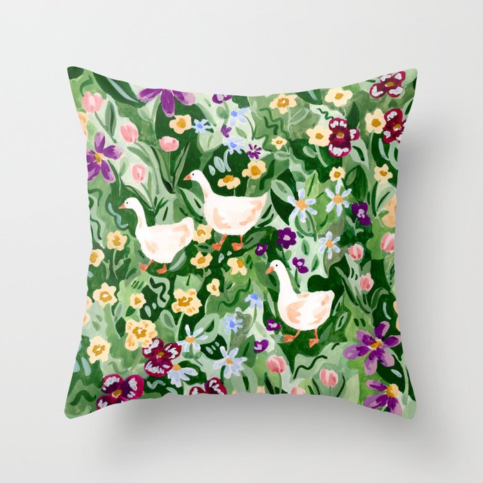 Ducks and Wildflowers Throw Pillow Gallery Image 6