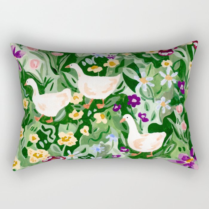 Ducks and Wildflowers Rectangular Pillow Gallery Image 2