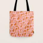 Mod Loops Pink and Orange Abstract Geometric Pattern Tote Bag Gallery Image 1