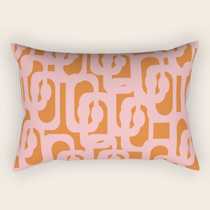 Mod Loops Pink and Orange Abstract Geometric Pattern Rectangular Pillow Gallery Image 2