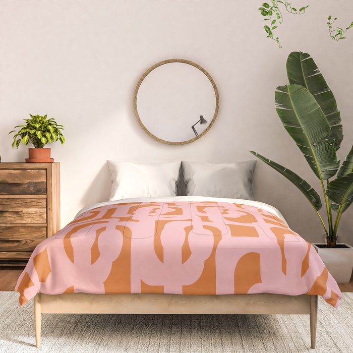 Mod Loops Pink and Orange Abstract Geometric Pattern Comforter Gallery Image 3