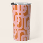 Mod Loops Pink and Orange Abstract Geometric Pattern Travel Mug Gallery Image 3