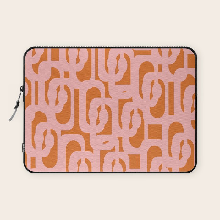 Mod Loops Pink and Orange Abstract Geometric Pattern Laptop Sleeve Gallery Image 1