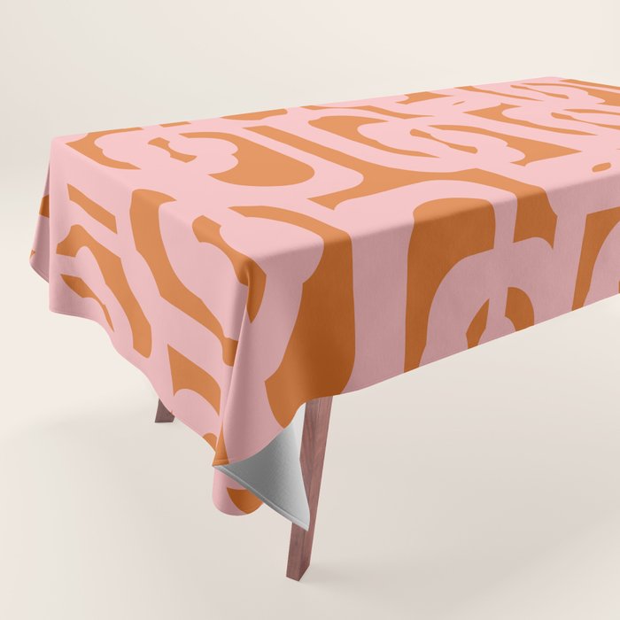 Mod Loops Pink and Orange Abstract Geometric Pattern Tablecloth Gallery Image 1