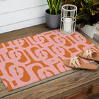 Mod Loops Pink and Orange Abstract Geometric Pattern Outdoor Rug Gallery Image 2