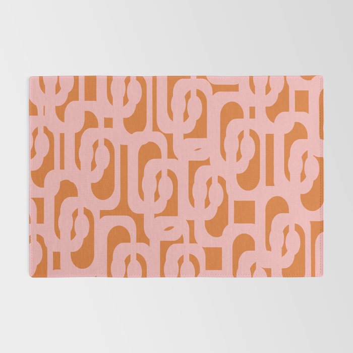 Mod Loops Pink and Orange Abstract Geometric Pattern Rug Gallery Image 2