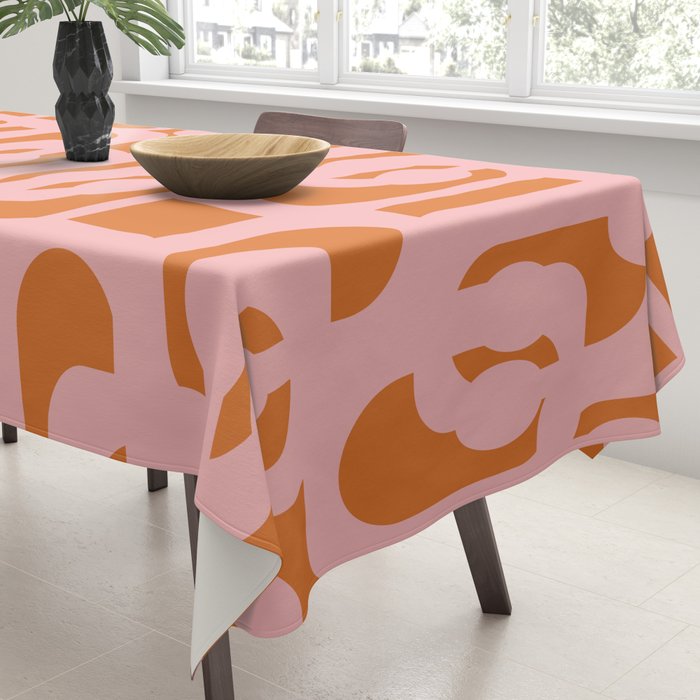 Mod Loops Pink and Orange Abstract Geometric Pattern Tablecloth Gallery Image 3