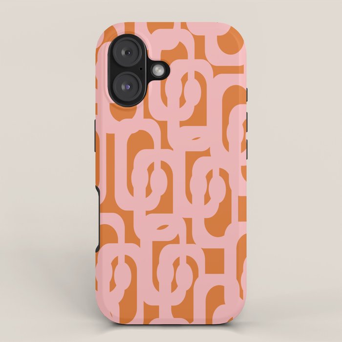 Mod Loops Pink and Orange Abstract Geometric Pattern iPhone Case Gallery Image 1