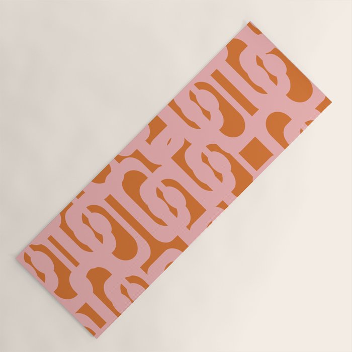 Mod Loops Pink and Orange Abstract Geometric Pattern Yoga Mat Gallery Image 1