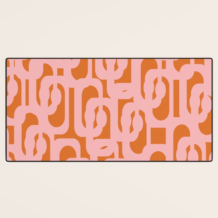 Mod Loops Pink and Orange Abstract Geometric Pattern Desk Mat Gallery Image 3