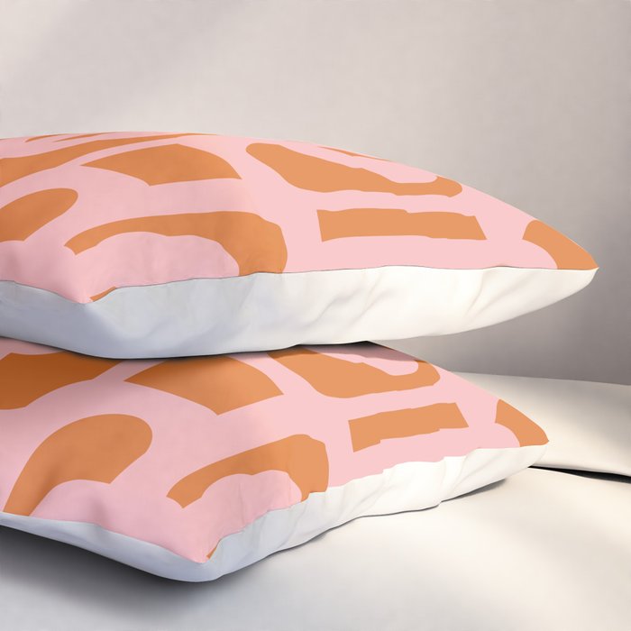 Mod Loops Pink and Orange Abstract Geometric Pattern Pillow Sham Gallery Image 3