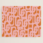 Mod Loops Pink and Orange Abstract Geometric Pattern Jigsaw Puzzle Gallery Image 1