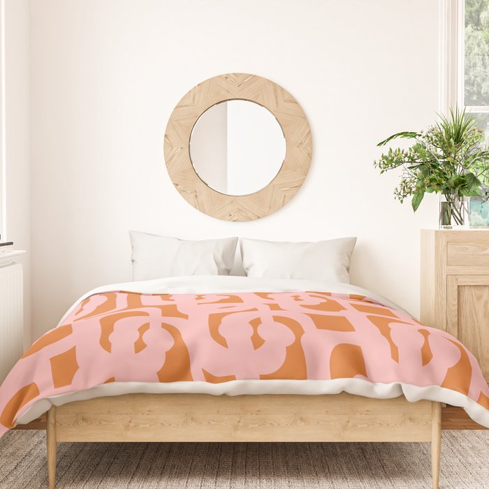 Mod Loops Pink and Orange Abstract Geometric Pattern Duvet Cover Gallery Image 3