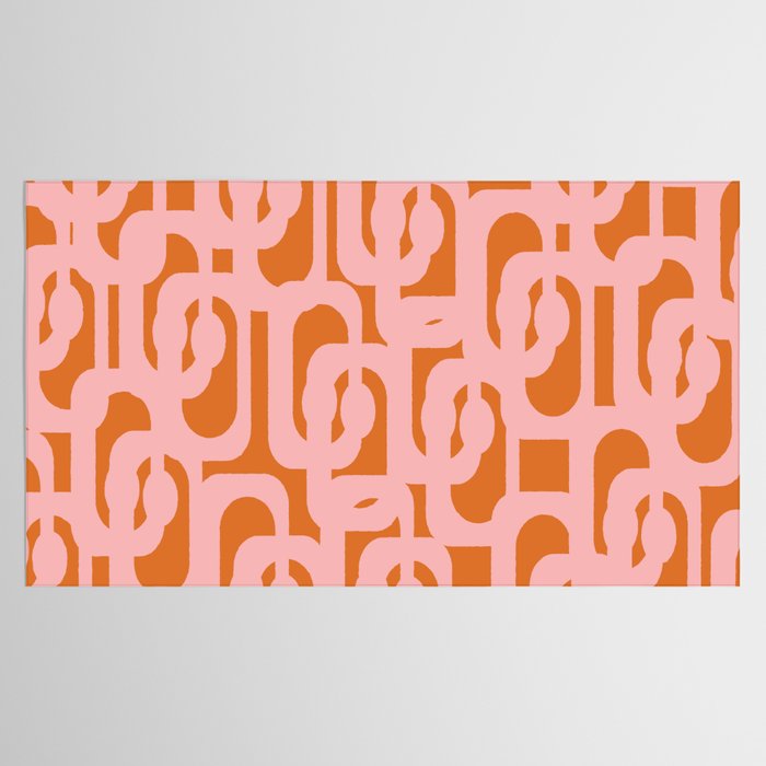 Mod Loops Pink and Orange Abstract Geometric Pattern Tablecloth Gallery Image 2