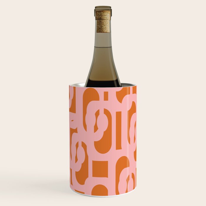 Mod Loops Pink and Orange Abstract Geometric Pattern Wine Chiller Gallery Image 3