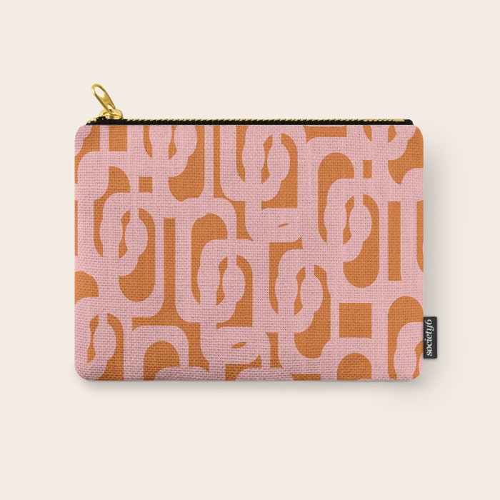 Mod Loops Pink and Orange Abstract Geometric Pattern Carry All Pouch Gallery Image 1