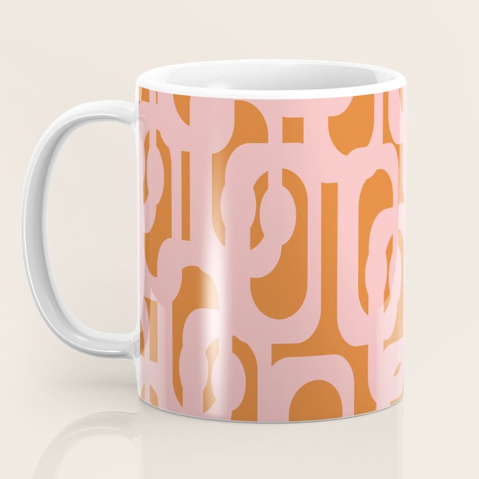 Mod Loops Pink and Orange Abstract Geometric Pattern Coffee Mug Gallery Image 3