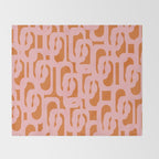 Mod Loops Pink and Orange Abstract Geometric Pattern Throw Blanket Gallery Image 2