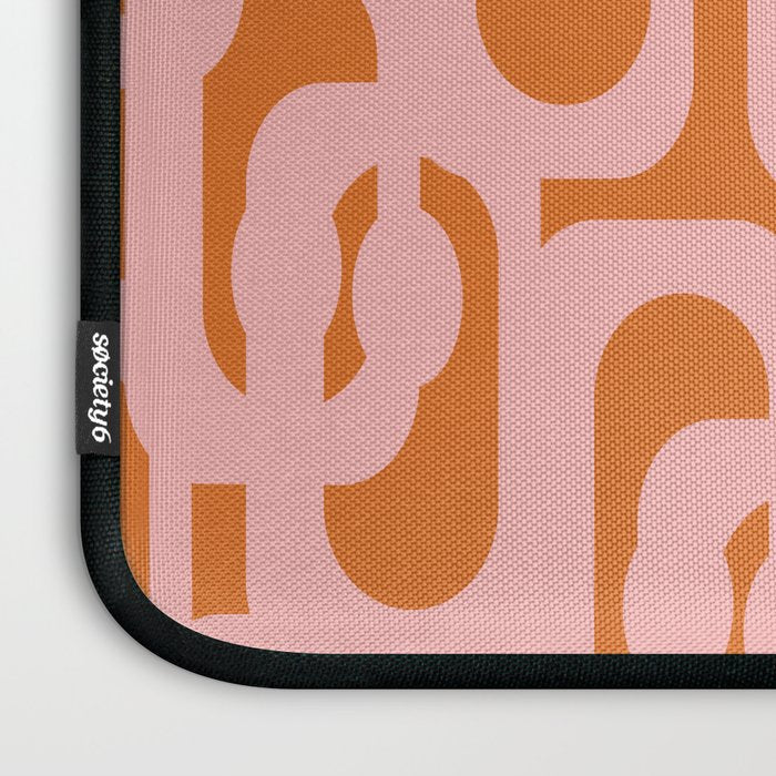 Mod Loops Pink and Orange Abstract Geometric Pattern Laptop Sleeve Gallery Image 3