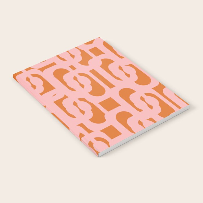 Mod Loops Pink and Orange Abstract Geometric Pattern Notebook Gallery Image 2