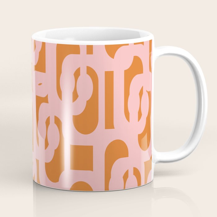 Mod Loops Pink and Orange Abstract Geometric Pattern Coffee Mug Gallery Image 1