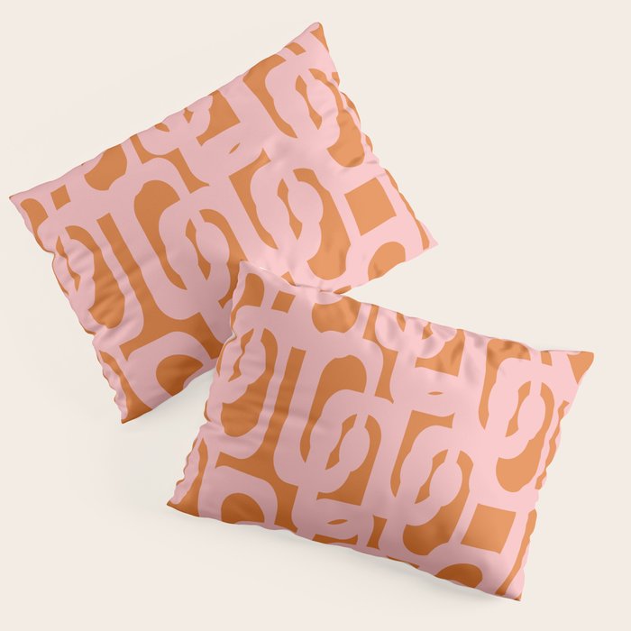Mod Loops Pink and Orange Abstract Geometric Pattern Pillow Sham Gallery Image 3