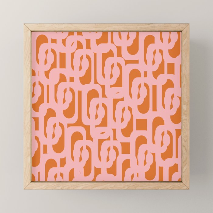 Mod Loops Pink and Orange Abstract Geometric Pattern Mini Art Print Gallery Image 1