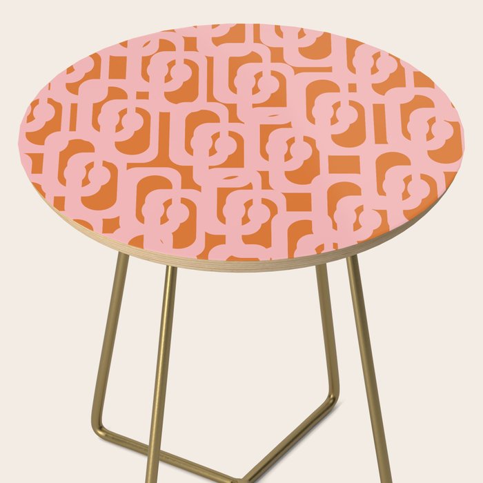 Mod Loops Pink and Orange Abstract Geometric Pattern Side Table Gallery Image 2