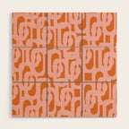 Mod Loops Pink and Orange Abstract Geometric Pattern Wood Wall Art Gallery Image 1