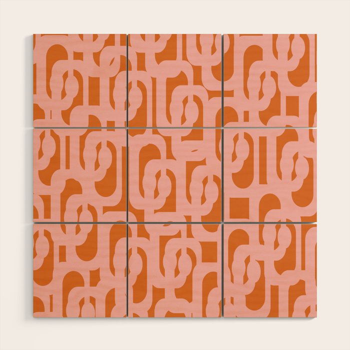 Mod Loops Pink and Orange Abstract Geometric Pattern Wood Wall Art Gallery Image 1