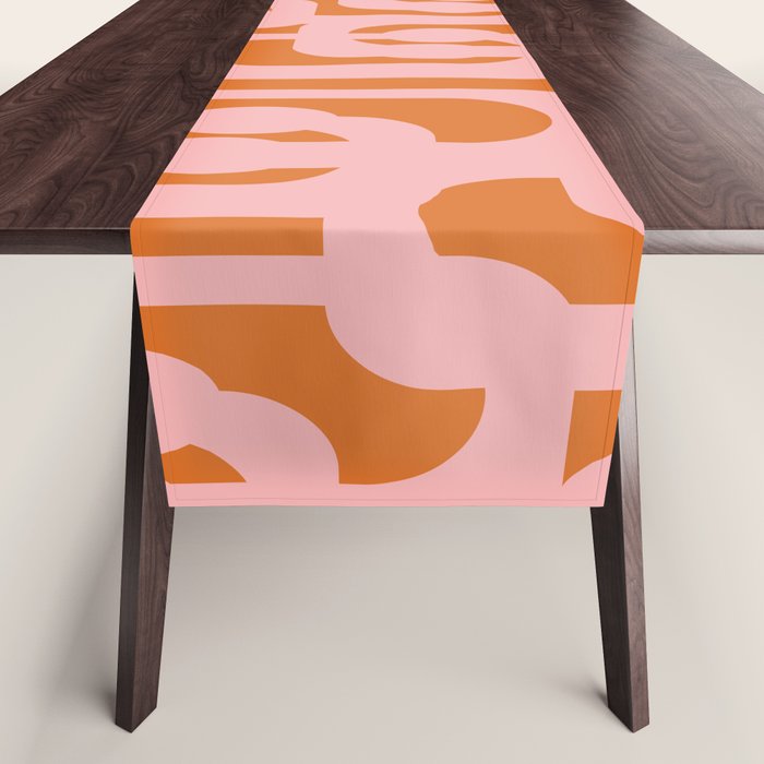 Mod Loops Pink and Orange Abstract Geometric Pattern Table Runner Gallery Image 1