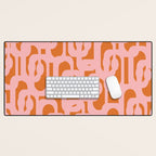 Mod Loops Pink and Orange Abstract Geometric Pattern Desk Mat Gallery Image 1
