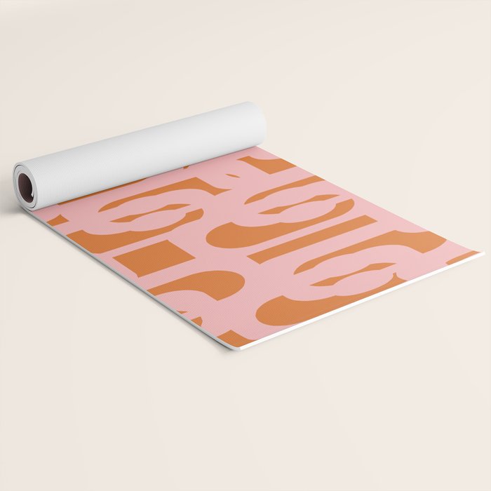 Mod Loops Pink and Orange Abstract Geometric Pattern Yoga Mat Gallery Image 2
