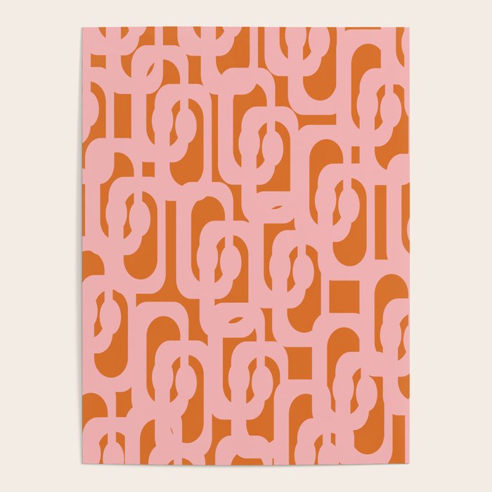 Mod Loops Pink and Orange Abstract Geometric Pattern Poster Gallery Image 1