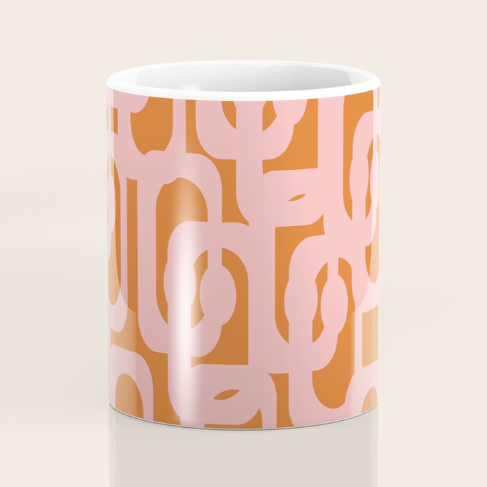 Mod Loops Pink and Orange Abstract Geometric Pattern Coffee Mug Gallery Image 4
