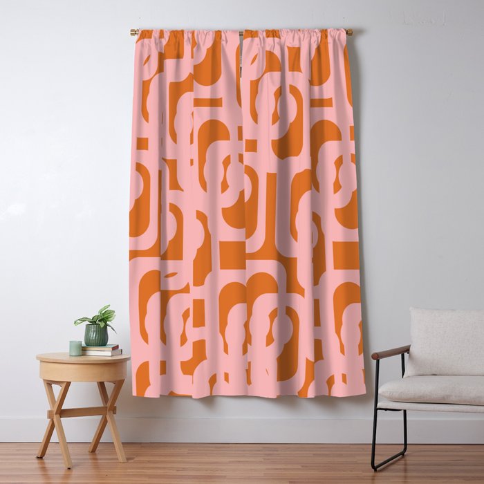 Mod Loops Pink and Orange Abstract Geometric Pattern Window Curtain Gallery Image 5