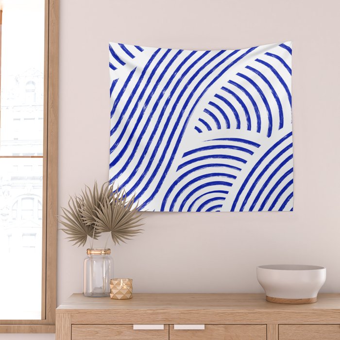 blue summer lines Wall Tapestry Gallery Image 2