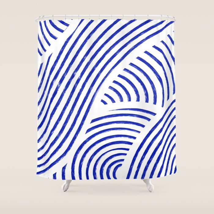 blue summer lines Shower Curtain