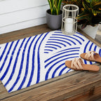 blue summer lines Outdoor Rug Gallery Image 2