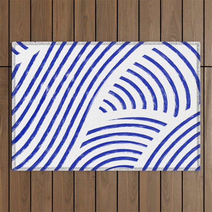 blue summer lines Outdoor Rug Gallery Image 1