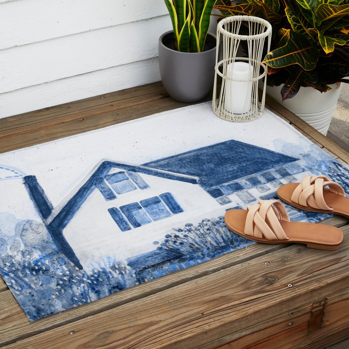 The Old Country Farm in Navy Blue - Farm House Decor Outdoor Rug Gallery Image 2