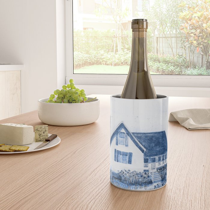The Old Country Farm in Navy Blue - Farm House Decor Wine Chiller Gallery Image 4