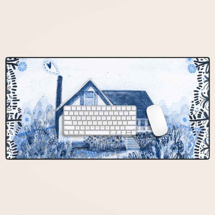 The Old Country Farm in Navy Blue - Farm House Decor Desk Mat Gallery Image 1