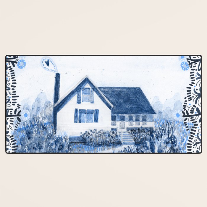 The Old Country Farm in Navy Blue - Farm House Decor Desk Mat Gallery Image 3