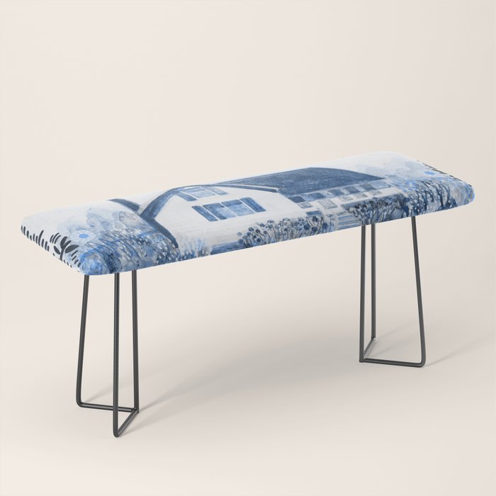 The Old Country Farm in Navy Blue - Farm House Decor Bench Gallery Image 1