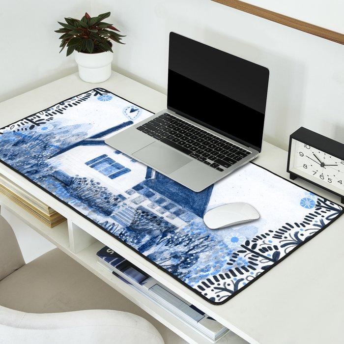 The Old Country Farm in Navy Blue - Farm House Decor Desk Mat Gallery Image 2