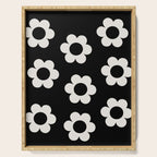 Les Fleurs | 02 - Flower Print Black And White Retro Flowers Wall Art Modern Decor Abstract Serving Tray Gallery Image 1