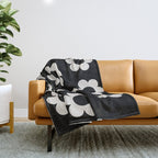 Les Fleurs | 02 - Flower Print Black And White Retro Flowers Wall Art Modern Decor Abstract Throw Blanket Gallery Image 1