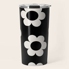 Les Fleurs | 02 - Flower Print Black And White Retro Flowers Wall Art Modern Decor Abstract Travel Mug Gallery Image 1