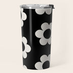 Les Fleurs | 02 - Flower Print Black And White Retro Flowers Wall Art Modern Decor Abstract Travel Mug Gallery Image 2